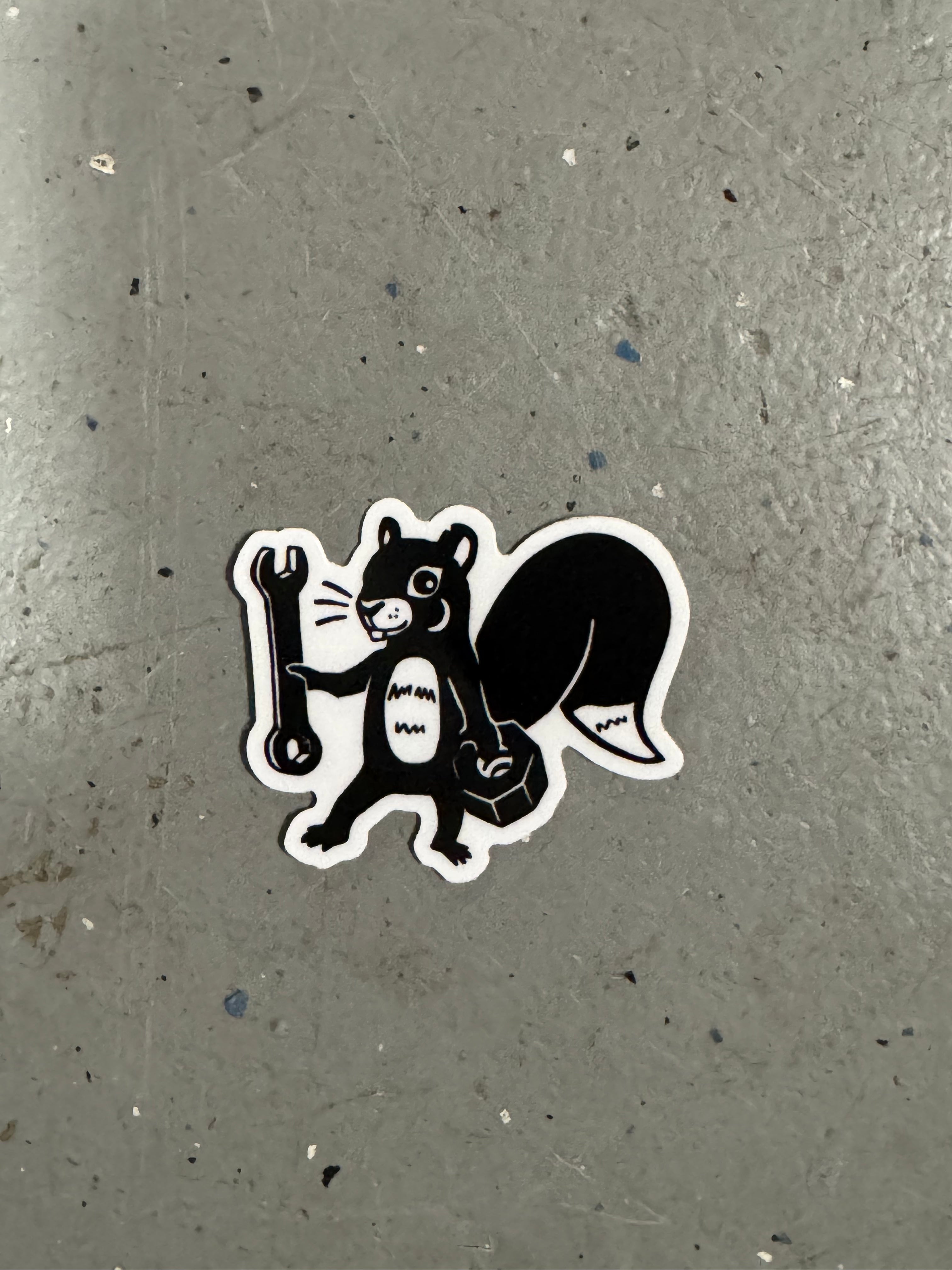 "Squirrelly Mechanic" sticker